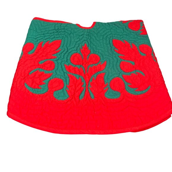 Vintage Quilted Christmas Tree Skirt Red Green Lorenzun Merchandise Philippines - Picture 1 of 9